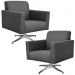 Kit 02 Poltronas Decorativas Base Giratória Para Sala de Estar Helô L02 Linho Chumbo - Lyam Decor