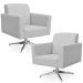 Kit 02 Poltronas Decorativas Base Giratória Para Sala de Estar Helô L02 Linho Cinza - Lyam Decor