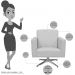 Kit 02 Poltronas Decorativas Base Giratória Para Sala de Estar Helô L02 Linho Cinza - Lyam Decor