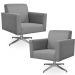 Kit 02 Poltronas Decorativas Base Giratória Para Sala de Estar Helô L02 Linho Cinza Escuro - Lyam Decor