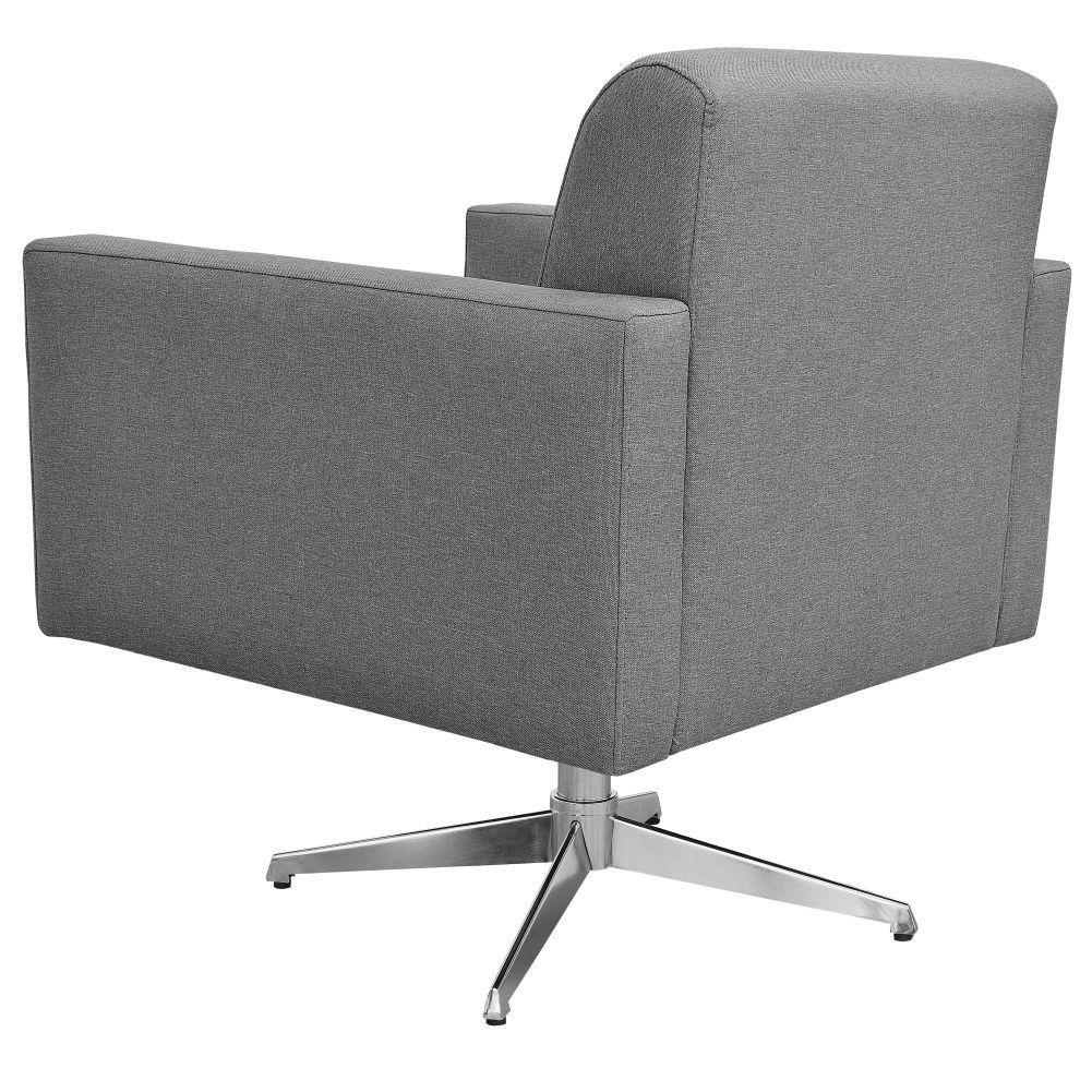 Kit 02 Poltronas Decorativas Base Giratória Para Sala de Estar Helô L02 Linho Cinza Escuro - Lyam Decor