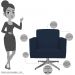 Kit 02 Poltronas Decorativas Base Giratória Para Sala de Estar Helô L02 Suede Azul Marinho - Lyam Decor