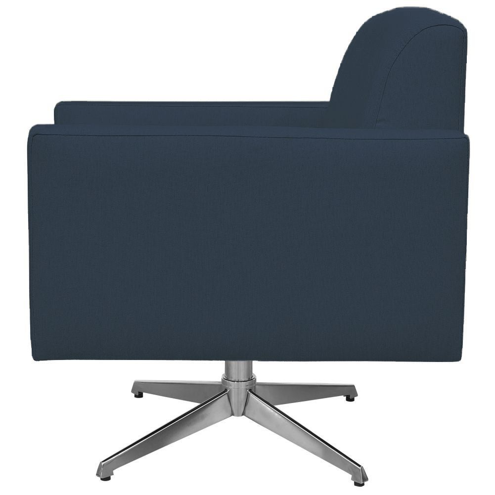 Kit 02 Poltronas Decorativas Base Giratória Para Sala de Estar Helô L02 Suede Azul Marinho - Lyam Decor