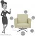 Kit 02 Poltronas Decorativas Base Giratória Para Sala de Estar Helô L02 Suede Bege - Lyam Decor