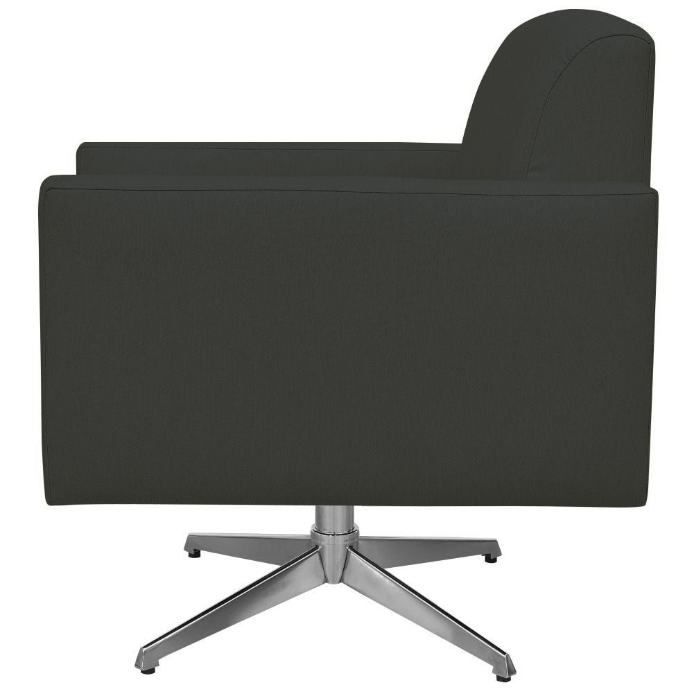 Kit 02 Poltronas Decorativas Base Giratória Para Sala de Estar Helô L02 Suede Cinza - Lyam Decor