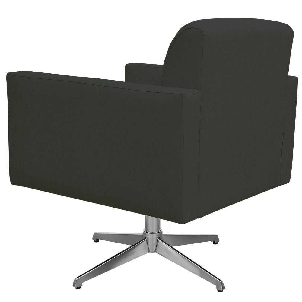 Kit 02 Poltronas Decorativas Base Giratória Para Sala de Estar Helô L02 Suede Cinza - Lyam Decor