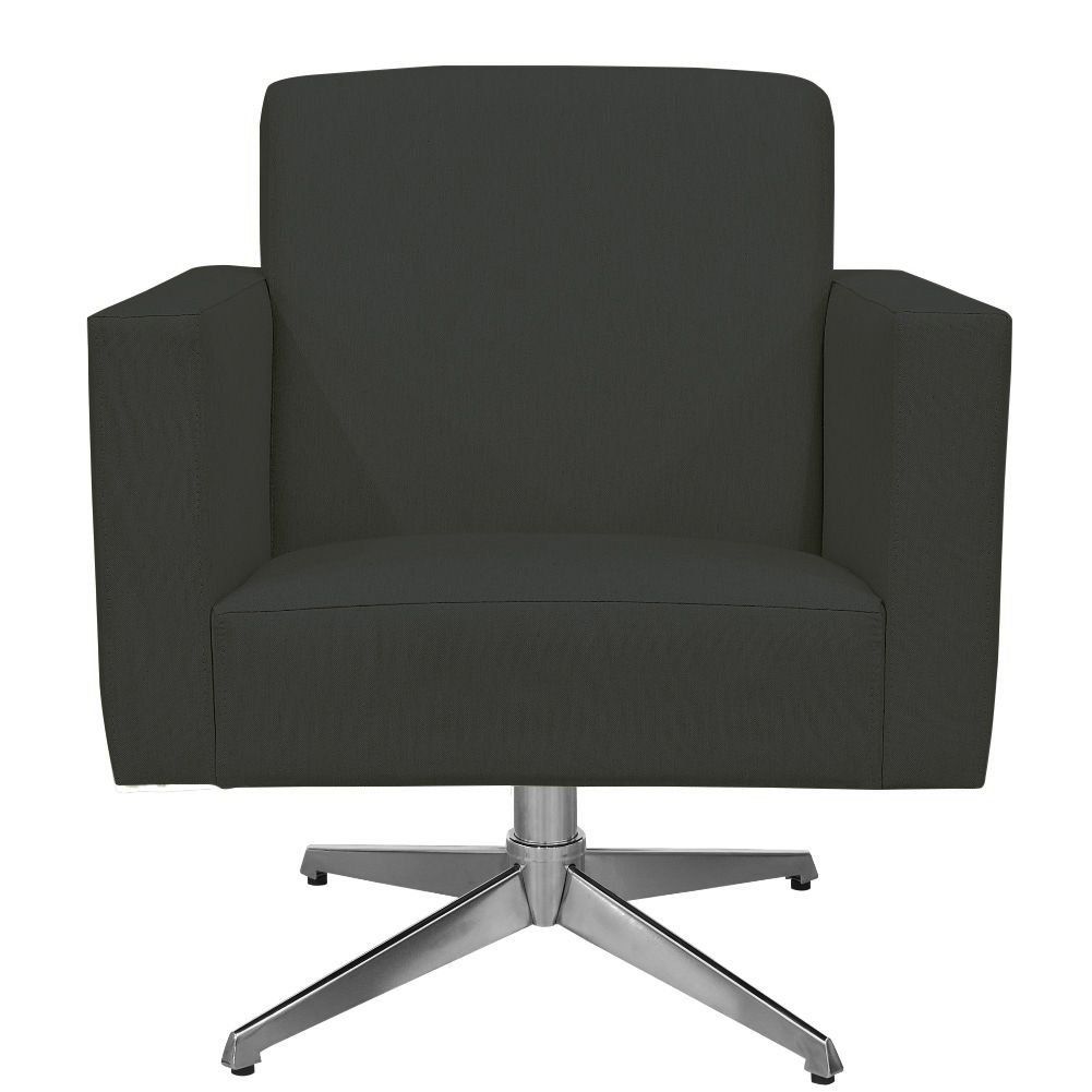 Kit 02 Poltronas Decorativas Base Giratória Para Sala de Estar Helô L02 Suede Cinza - Lyam Decor