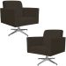 Kit 02 Poltronas Decorativas Base Giratória Para Sala de Estar Helô L02 Suede Marrom - Lyam Decor