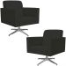 Kit 02 Poltronas Decorativas Base Giratória Para Sala de Estar Helô L02 Suede Preto - Lyam Decor