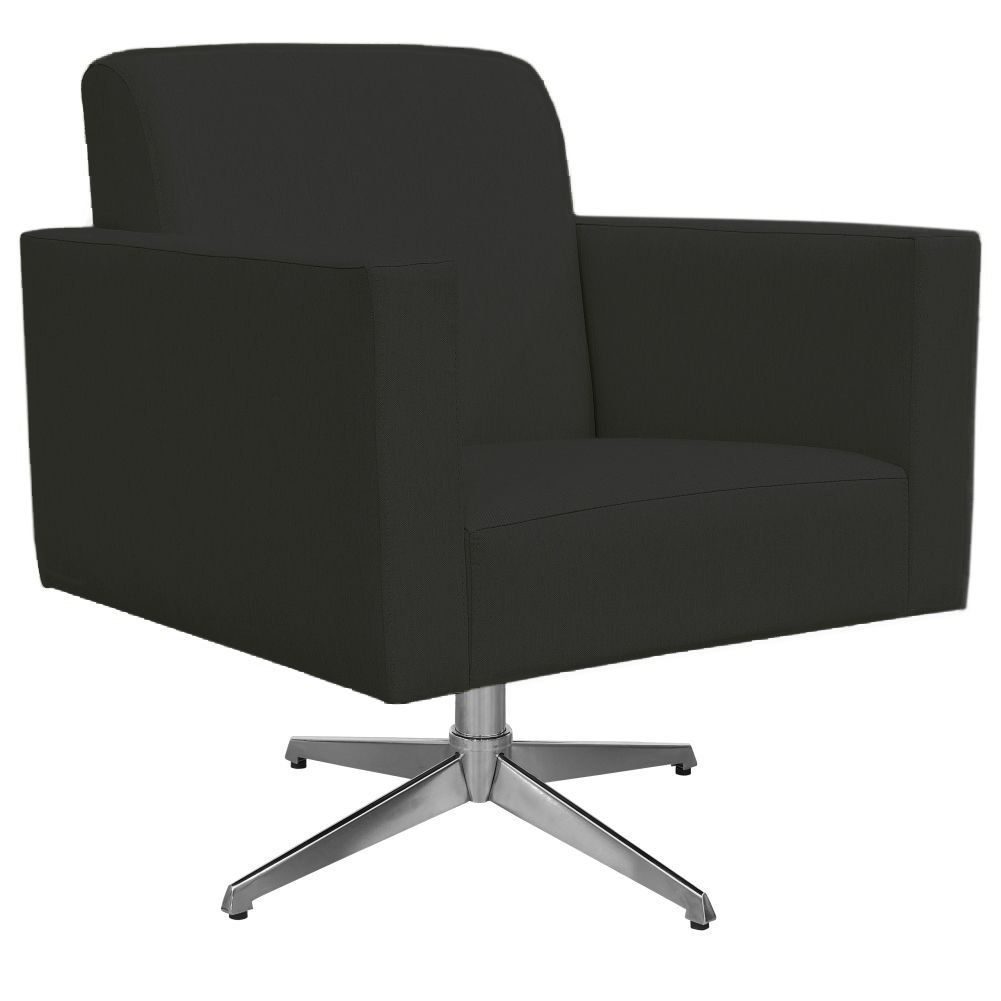 Kit 02 Poltronas Decorativas Base Giratória Para Sala de Estar Helô L02 Suede Preto - Lyam Decor