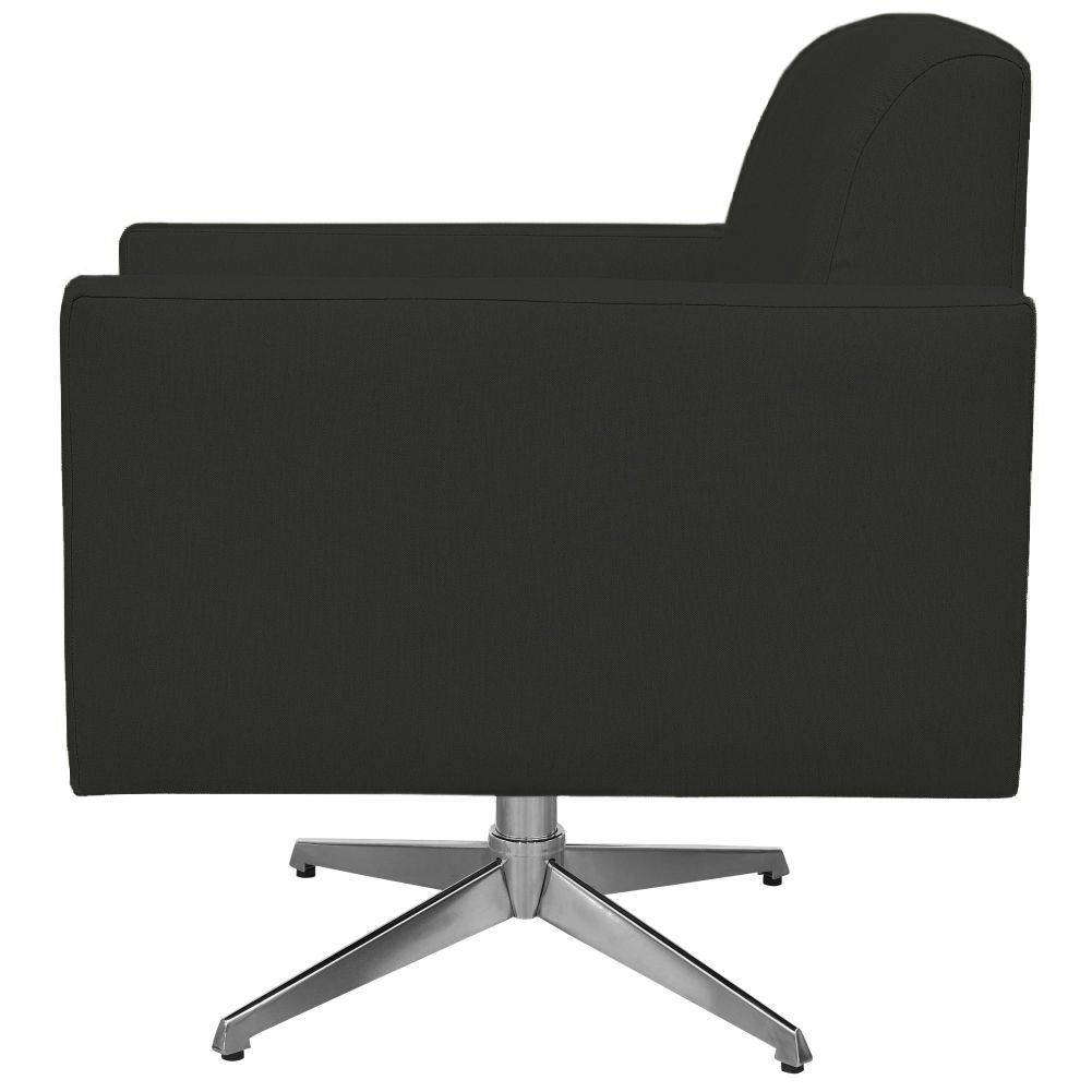 Kit 02 Poltronas Decorativas Base Giratória Para Sala de Estar Helô L02 Suede Preto - Lyam Decor