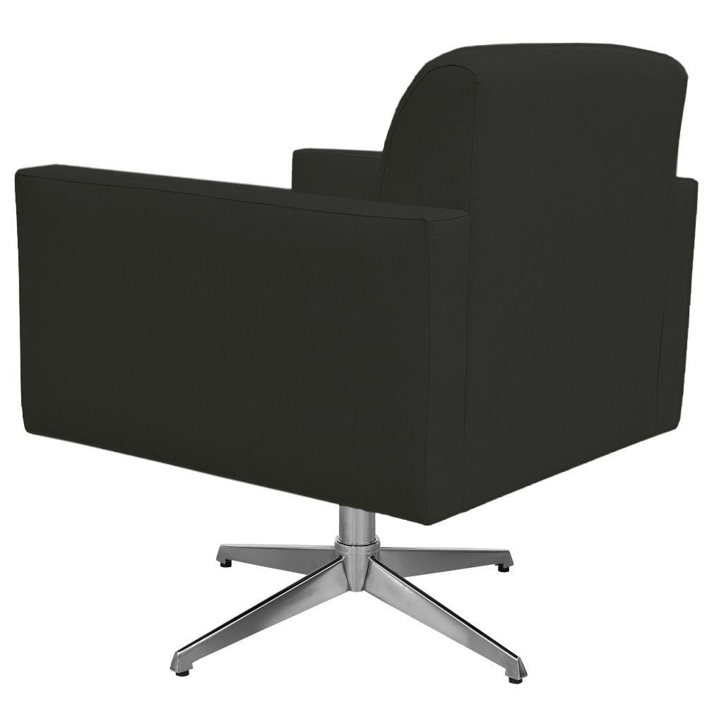 Kit 02 Poltronas Decorativas Base Giratória Para Sala de Estar Helô L02 Suede Preto - Lyam Decor