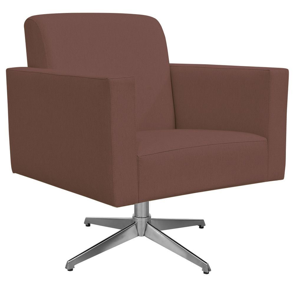 Kit 02 Poltronas Decorativas Base Giratória Para Sala de Estar Helô L02 Suede Rosê - Lyam Decor