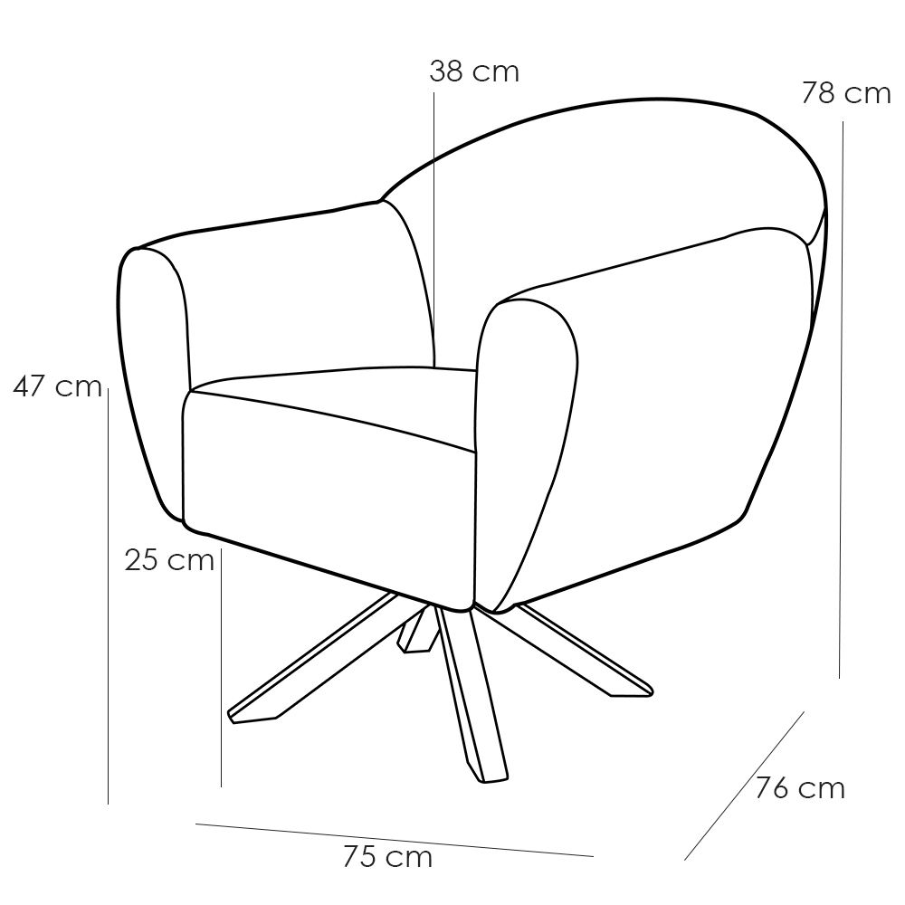Kit 02 Poltronas Decorativas Base Giratória de Madeira Nina D02 Tressê Bege Rústico D-470 - Lyam Decor