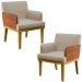 Kit 02 Poltronas Decorativas Base Mel Beatriz W01 Linho Bege Couríssimo Camel - Lyam Decor