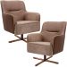 Kit 02 Poltronas Decorativas Base X Giratória Isabella D02 Veludo Importado Bege Escuro B-68 -Lyam Decor
