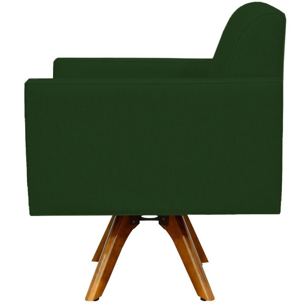 Kit 02 Poltronas Decorativas Base de Madeira Helô L02 Suede Verde Musgo - Lyam Decor