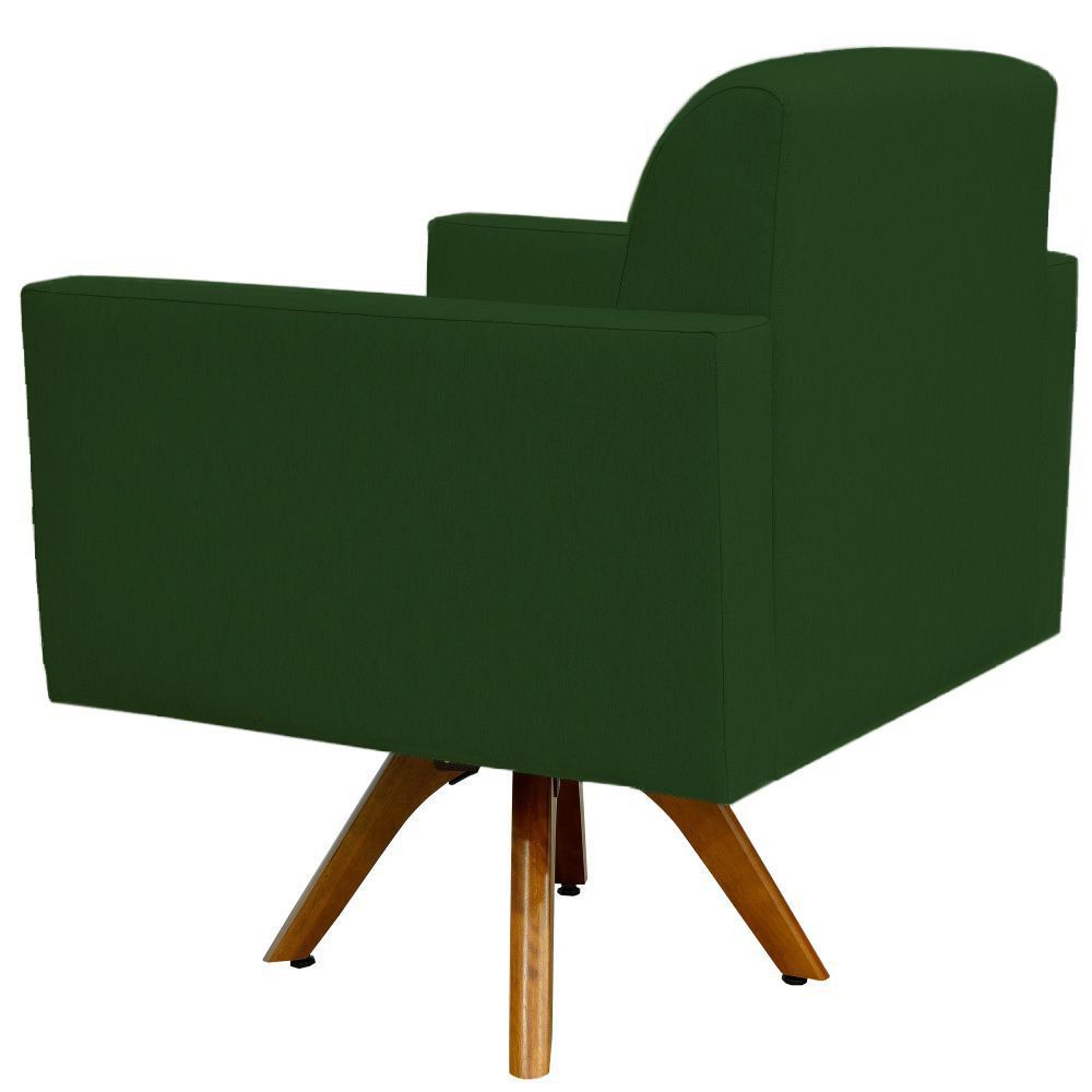 Kit 02 Poltronas Decorativas Base de Madeira Helô L02 Suede Verde Musgo - Lyam Decor