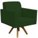 Kit 02 Poltronas Decorativas Base de Madeira Helô L02 Suede Verde Musgo - Lyam Decor