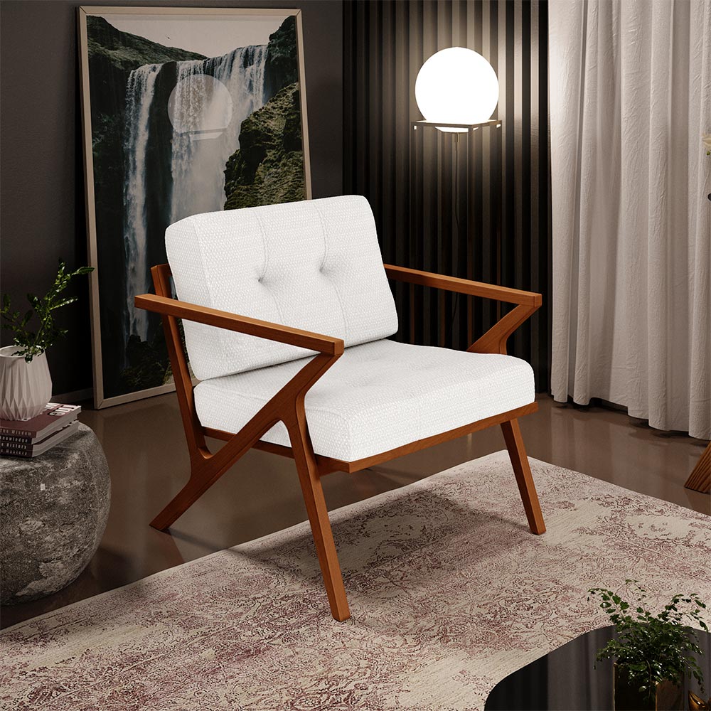 Kit 02 Poltronas Decorativas Com Cintas De Corano Laís B04 Bouclê Cru - Lyam Decor