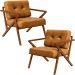 Kit 02 Poltronas Decorativas Com Cintas De Corano Laís B04 Couríssimo Whisky - Lyam Decor