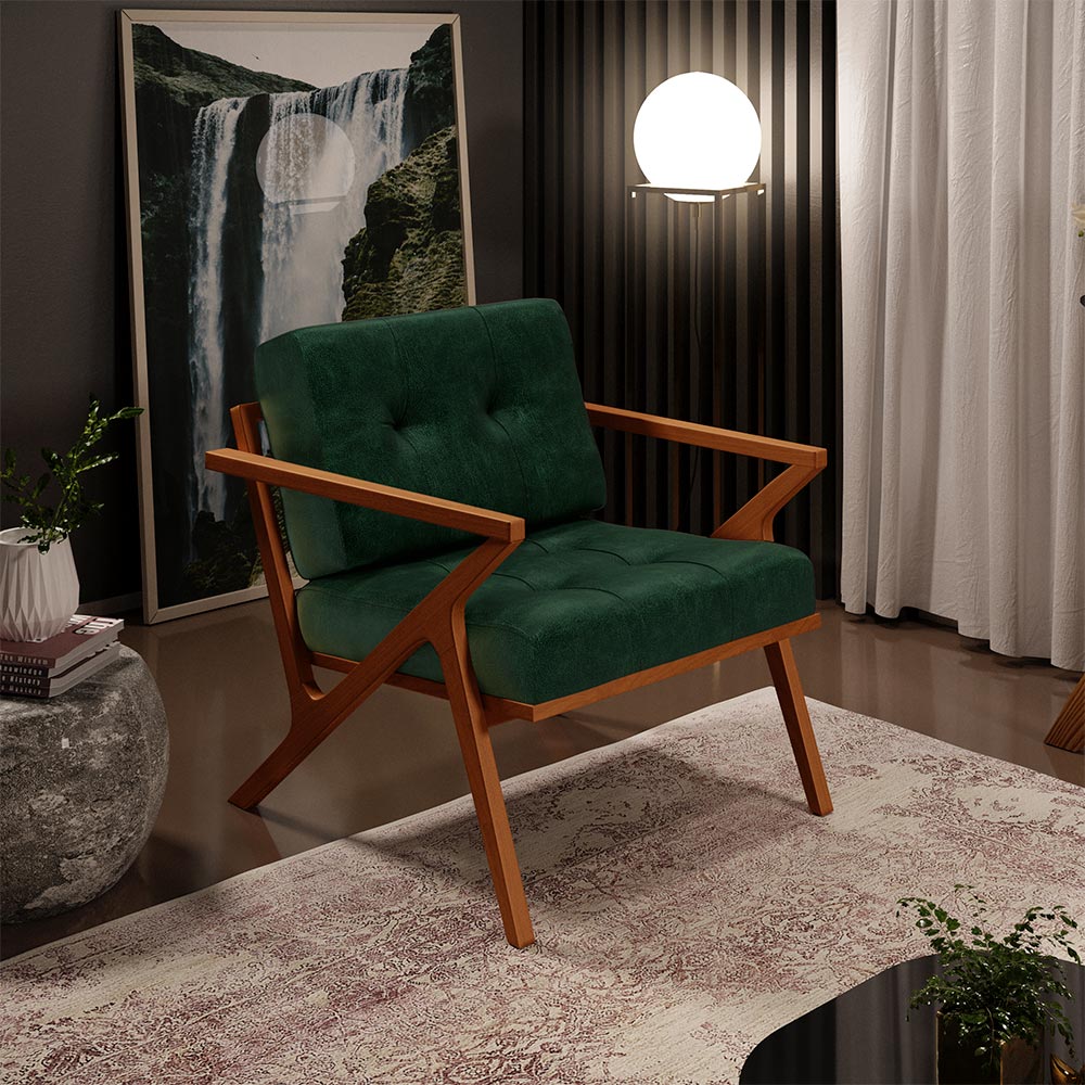 Kit 02 Poltronas Decorativas Com Cintas De Corano Laís B04 Facto Verde Musgo - Lyam Decor
