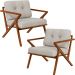 Kit 02 Poltronas Decorativas Com Cintas De Corano Laís B04 Linho Champagne - Lyam Decor