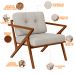 Kit 02 Poltronas Decorativas Com Cintas De Corano Laís B04 Linho Champagne - Lyam Decor
