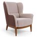 Kit 02 Poltronas Decorativas Fixa Base Milena D02 Jacar Algodão Creme Marrom A-208 - Lyam Decor