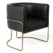 Kit 02 Poltronas Decorativas Fixa Base de Aço Bronze Betina D02 Corano Preto Fosco B-97 - Lyam Decor