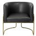 Kit 02 Poltronas Decorativas Fixa Base de Aço Bronze Betina D02 Corano Preto Fosco B-97 - Lyam Decor