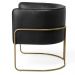 Kit 02 Poltronas Decorativas Fixa Base de Aço Bronze Betina D02 Corano Preto Fosco B-97 - Lyam Decor