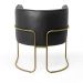 Kit 02 Poltronas Decorativas Fixa Base de Aço Bronze Betina D02 Corano Preto Fosco B-97 - Lyam Decor