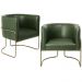 Kit 02 Poltronas Decorativas Fixa Base de Aço Bronze Betina D02 Corano Verde Musgo B-89 - Lyam Decor
