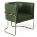 Kit 02 Poltronas Decorativas Fixa Base de Aço Bronze Betina D02 Corano Verde Musgo B-89 - Lyam Decor