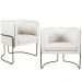 Kit 02 Poltronas Decorativas Fixa Base de Aço Bronze Betina D02 Linho Creme A-48 - Lyam Decor