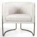Kit 02 Poltronas Decorativas Fixa Base de Aço Bronze Betina D02 Linho Creme A-48 - Lyam Decor