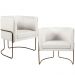 Kit 02 Poltronas Decorativas Fixa Base de Aço Choco Betina D02 Linho Creme A-48 - Lyam Decor