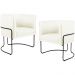 Kit 02 Poltronas Decorativas Fixa Base de Aço Preto Betina D02 Corano Bege C-26 - Lyam Decor