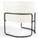 Kit 02 Poltronas Decorativas Fixa Base de Aço Preto Betina D02 Corano Bege C-26 - Lyam Decor