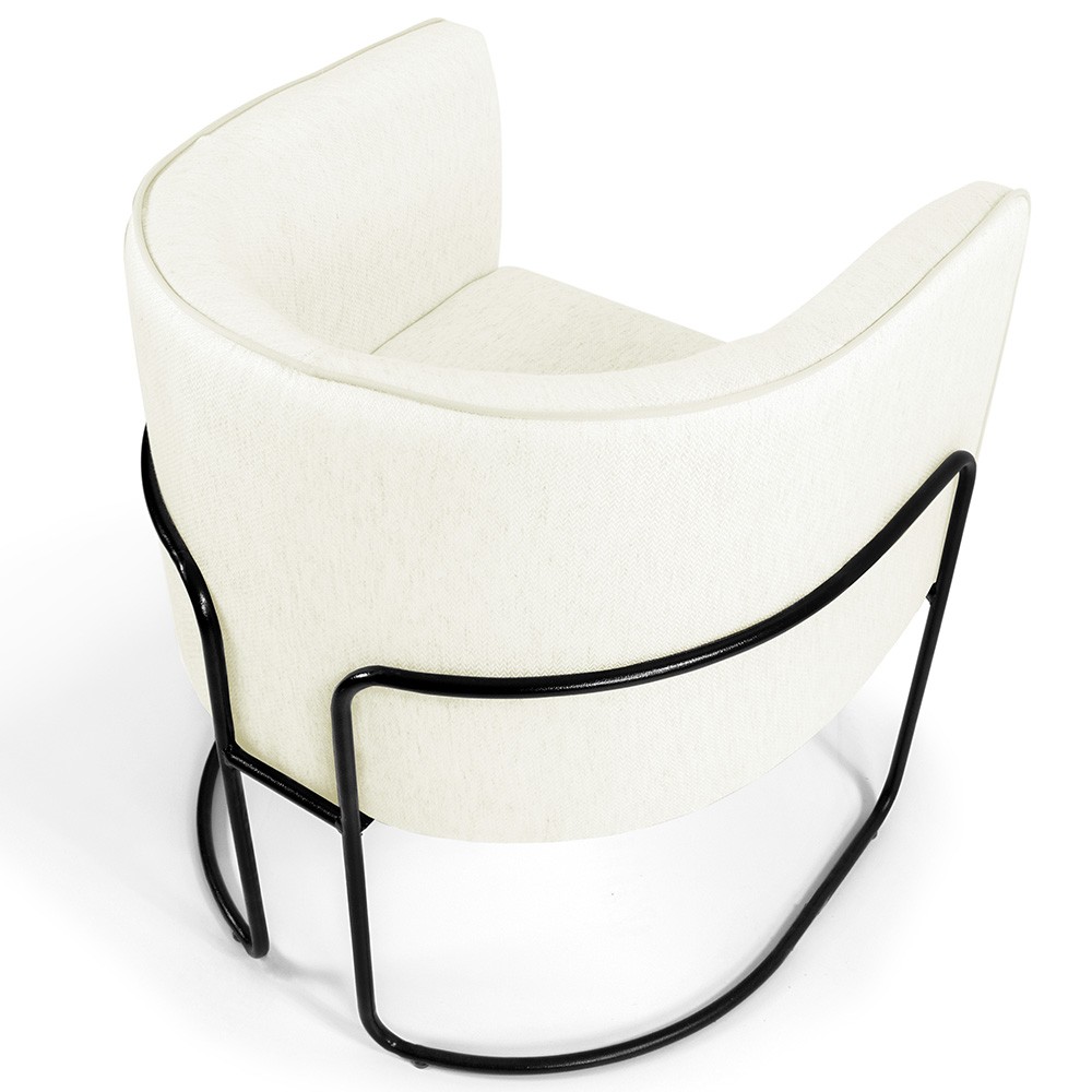 Kit 02 Poltronas Decorativas Fixa Base de Aço Preto Betina D02 Corano Bege C-26 - Lyam Decor