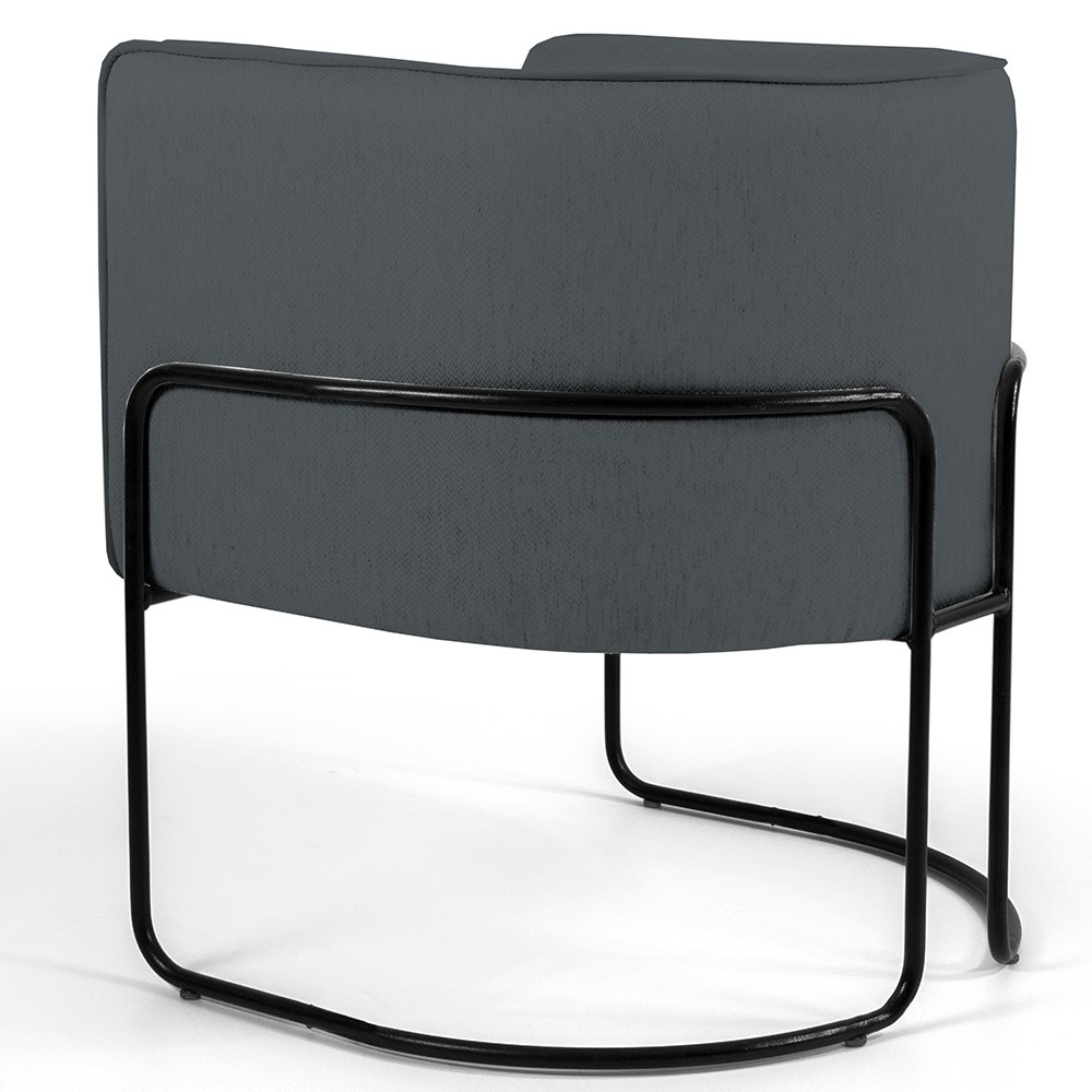Kit 02 Poltronas Decorativas Fixa Base de Aço Preto Betina D02 Corano Cinza C-03 - Lyam Decor