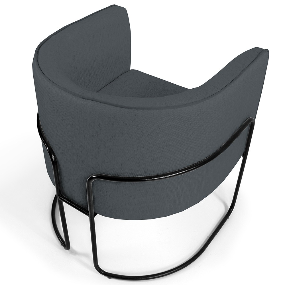Kit 02 Poltronas Decorativas Fixa Base de Aço Preto Betina D02 Corano Cinza C-03 - Lyam Decor