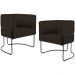 Kit 02 Poltronas Decorativas Fixa Base de Aço Preto Betina D02 Corano Marrom C-34 - Lyam Decor
