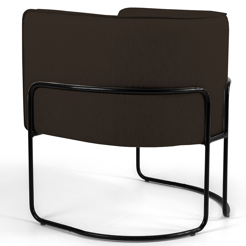 Kit 02 Poltronas Decorativas Fixa Base de Aço Preto Betina D02 Corano Marrom C-34 - Lyam Decor