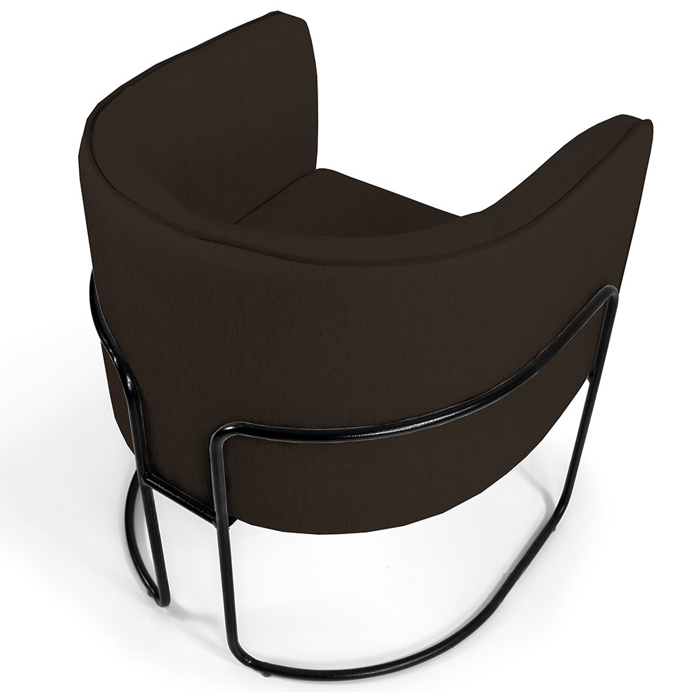 Kit 02 Poltronas Decorativas Fixa Base de Aço Preto Betina D02 Corano Marrom C-34 - Lyam Decor