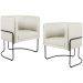 Kit 02 Poltronas Decorativas Fixa Base de Aço Preto Betina D02 Linho Bege C-107 - Lyam Decor