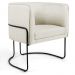 Kit 02 Poltronas Decorativas Fixa Base de Aço Preto Betina D02 Linho Bege C-107 - Lyam Decor