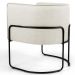Kit 02 Poltronas Decorativas Fixa Base de Aço Preto Betina D02 Linho Bege C-107 - Lyam Decor