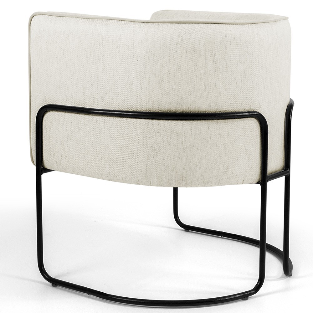 Kit 02 Poltronas Decorativas Fixa Base de Aço Preto Betina D02 Linho Bege C-107 - Lyam Decor